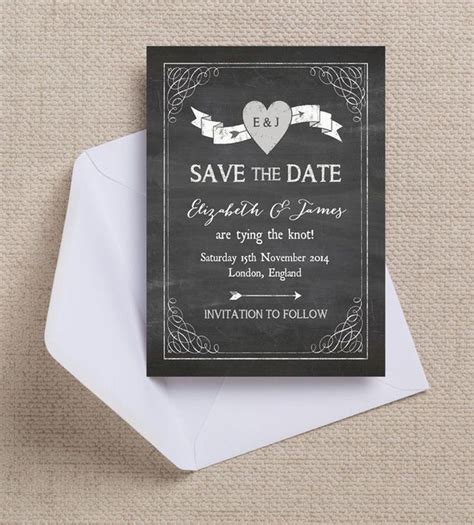 Chalkboard Save The Date Card With Envelopes £100 Wedding Save The