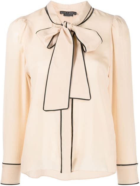 Alice Olivia Pussy Bow Silk Blouse Farfetch