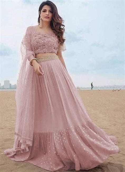 Pink Party Wear Ruffle Lehenga Choli Pink Lehenga Dresses Fashion