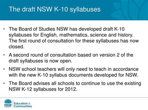 Ppt The Draft Nsw Science K 10 Syllabus Version 2 Incorporating