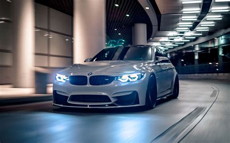 Download Wallpapers Bmw M3 Night F80 Tuning 2018 Cars White M3