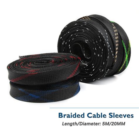 5m Insulation Cable Protection Braided Sleeving Tight Pet 20mm Wire