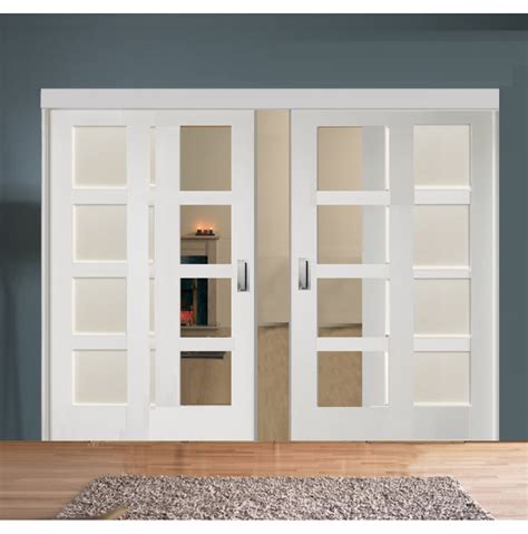 Buy Sliding Room Divider With White Shaker Glazed And Solid Doors Emerald Doors Sliding Room