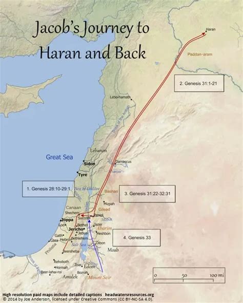Map Of Jacobs Journey To Haran And Back Bible Mapping The Covenant