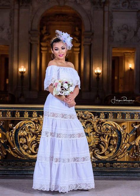 White Off Shoulders Mexican Wedding Dress Gloria Vidal