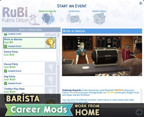 Barista Career Mods By Rubi At Mod The Sims Sims 4 Updates