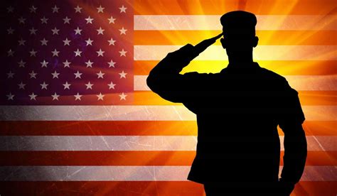 Proud Saluting Male Army Soldier On American Flag Background Berardi