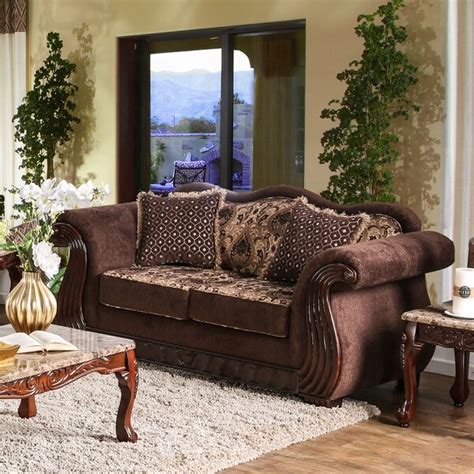 Shop Furniture Of America Lill Traditional Brown Chenille Loveseat