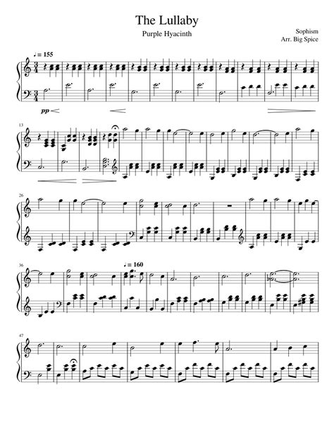 The Lullaby Purple Hyacinth Sheet Music For Piano Solo
