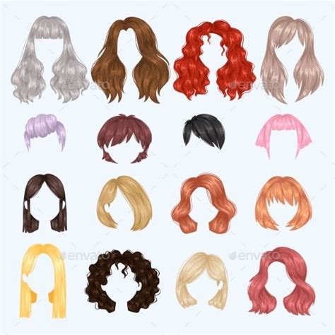 Female Hairstyles Front Side Portrait Fashion Illustration Hair Hair Vector Hair Illustration