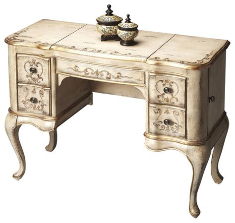 A vanity set with golden finish accentuates the air of indulgence in a majestic and regal bedroom that takes you back in time. Vanity - Rustic - Bedroom & Makeup Vanities - by Beverly ...