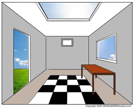 How To Draw A 1 Point Perspective Room Interior Make A Mark Studios