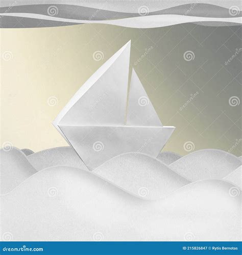 White Paper Ship Origami Illustration Stock Illustration Illustration