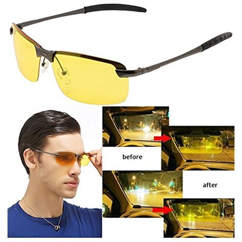 details about anti glare glasses driving night view night vision rimless goggles metal frame in