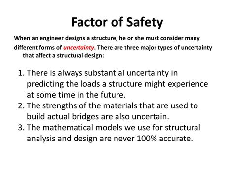 In engineering, a factor of safety (fos), also known as (and used interchangeably with) safety factor (sf), expresses how much stronger a system is than it needs to be for an intended load. PPT - Calculating the "actual" internal force in truss ...