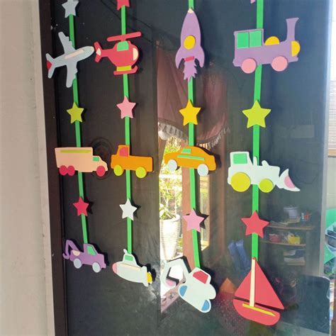 (1 Helai) Hiasan Dinding Jendela Kamar Rumah TK Paud Tema Kendaraan 1