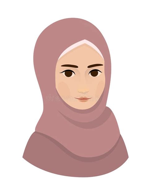 Portrait Of Muslim Beautiful Woman In Hijab Stock Vector Illustration