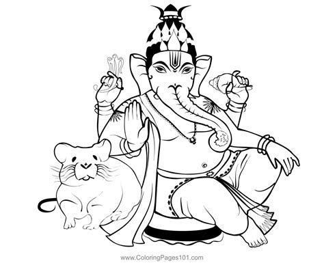 Lord Ganesh 4 Coloring Page For Kids Free Hindu Gods Printable