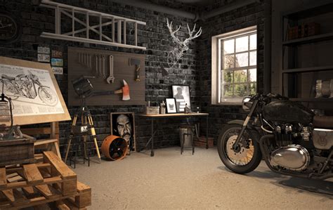 Vintage Motorcycle Garage Design