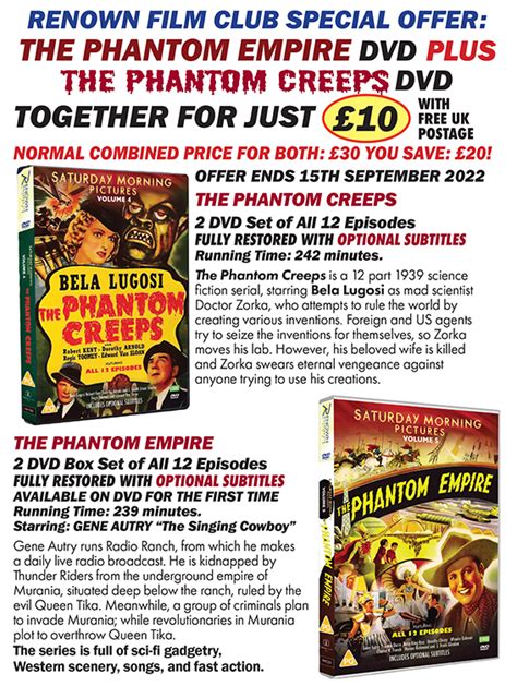Special Offer The Phantom Empire Dvd Plus The Phantom Creeps Dvd