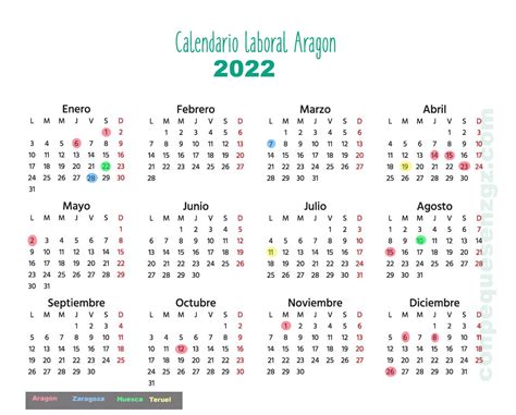 Calendario laboral en Aragón para 2022 Con peques en Zaragoza