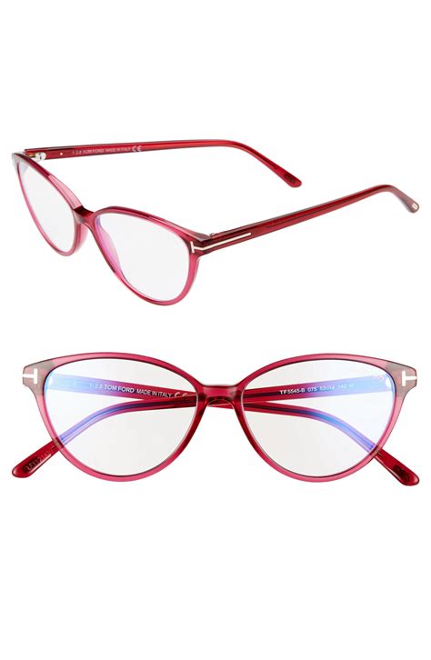 women s tom ford 53mm cat eye blue light blocking glasses fuchsia optical glasses eye glasses