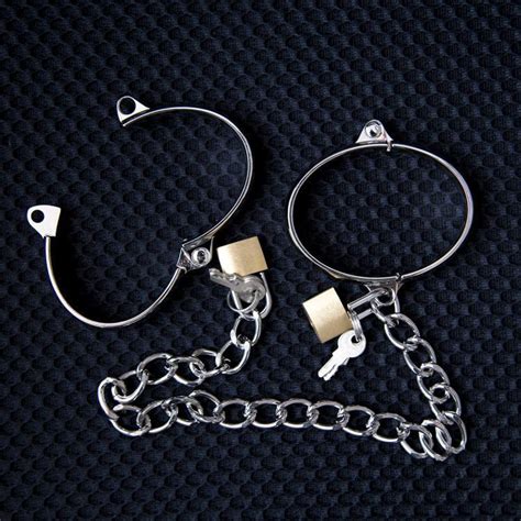 Quality Mens Steel Alloy Metal Chained Ankle Cuffs Leg Irons Shackle