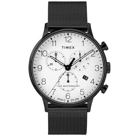 Timex Waterbury Classic Chronograph Watch White Black End
