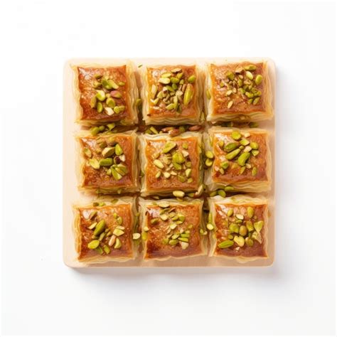 Premium Ai Image Top View Minimalistic Of An Isolated Pistachio Baklava