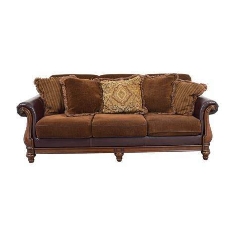 Ashley Furniture Brown Mixed Fabric Deep Seated Sofa 68 Off Kaiyo