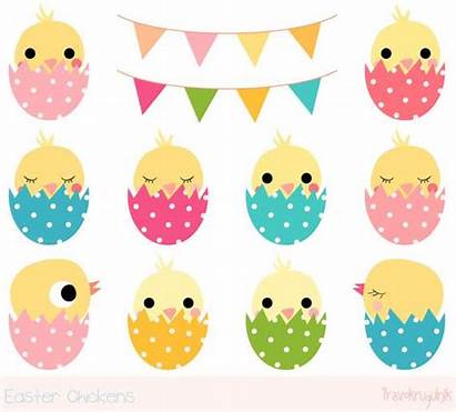 Easter Chick Clipart Egg Chicken Kawaii Chickens