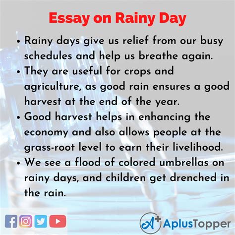 Essay On Rainy Day In English For Students And Children Essay On My