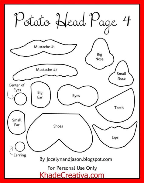 Potato Head Template Printable Word Searches