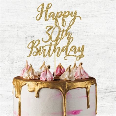 Happy 30th Birthday Cake Topper Glitter Card Cake Topper Happy 30th