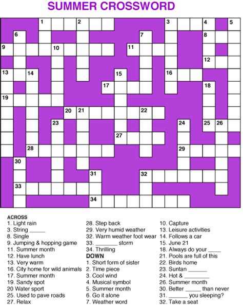 4 Free Printable Summer Crossword Puzzles In 2021 Crossword Puzzles