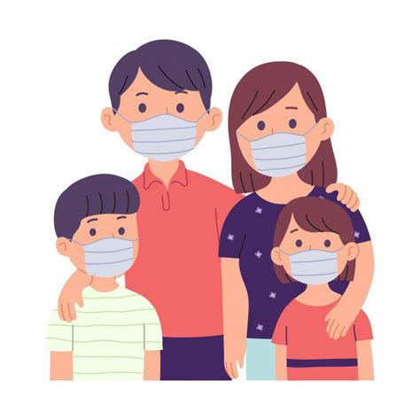 desenhos animados de crianças usam máscara protetora contra vírus 014