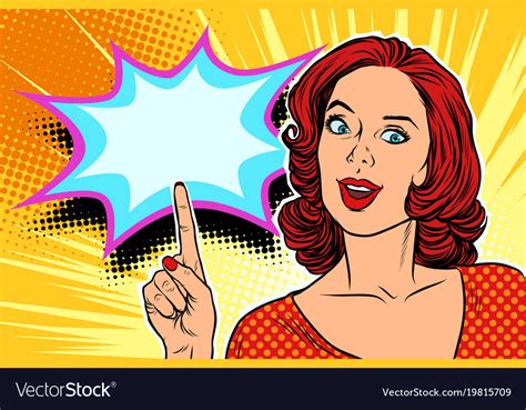 Pop Art Woman Pointing Finger Up Royalty Free Vector Image