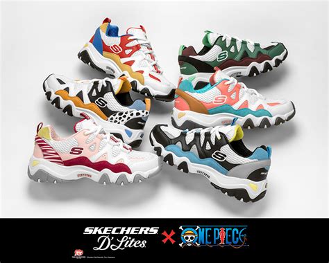 Skechers X One Piece Dlites White Red Blue Shoes