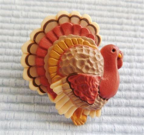Vintage Hallmark Pin Thanksgiving Turkey Gobbler Etsy Hallmark
