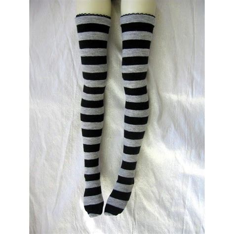 Stripe Thigh Hi Stockings Grayblack Socks Cute Socks Thigh High Socks