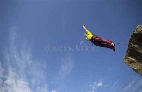 Jump Off A Cliff Stock Photo Image Of Rope Challenge 76505124