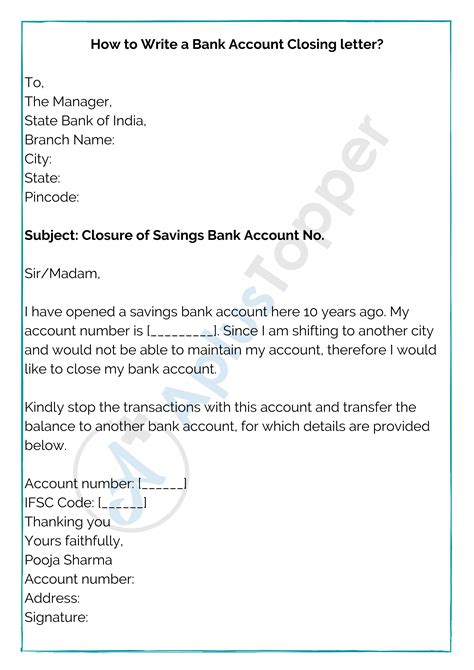 Bank Application Letter To Close Account