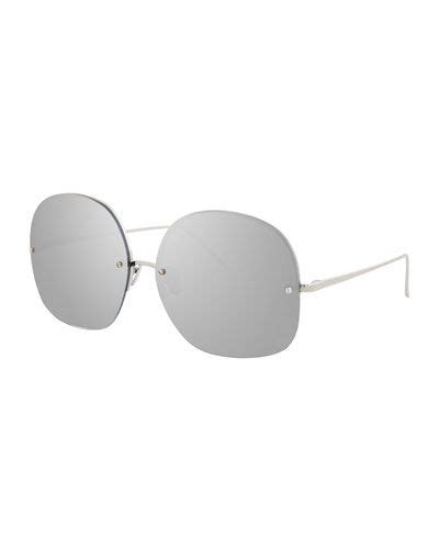 d2v9m linda farrow rimless oversized square sunglasses white gold oversized sunglasses round