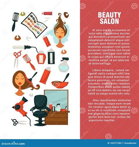 Hairdresser And Beauty Salon Flyer Cartoon Vector