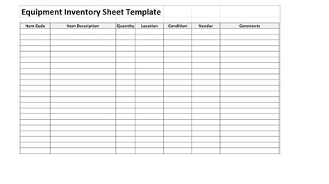 Editable Equipment Inventory Sheet Inventory Sheet Template Inventory