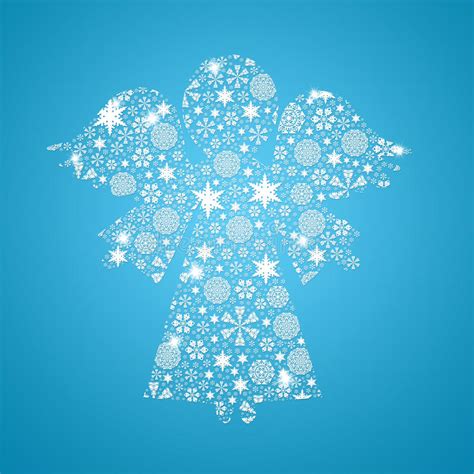 Angel Silhouette Filled With Snowflakes Stock Illustration
