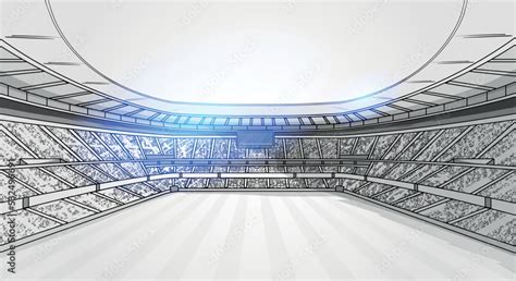 Vecteur Stock Sketch Of Soccer Or Football Stadium Background Football