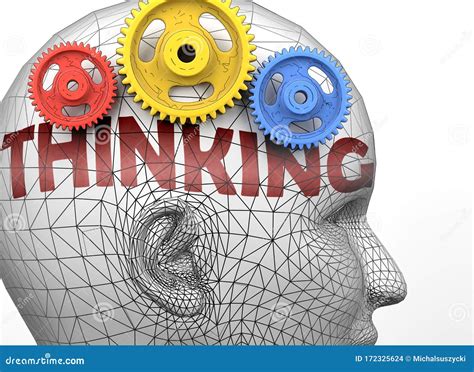 Thinking And Human Mind Pictured As Word Thinking Inside A Head To