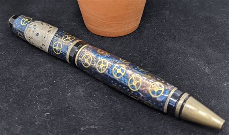 Handmade Steampunk Pen Cigar Pen Antique Brass Gears Watch Face