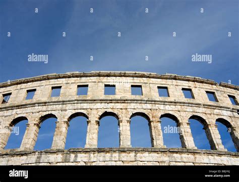 Ancient Roman Amphitheater Arena In Pula Istria Croatia Stock Photo Alamy